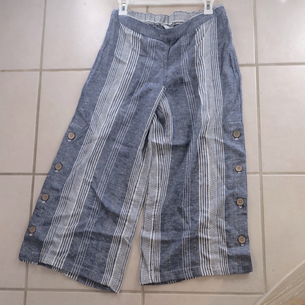 J. Jill Linen, Side-Button Crops - Small Petite